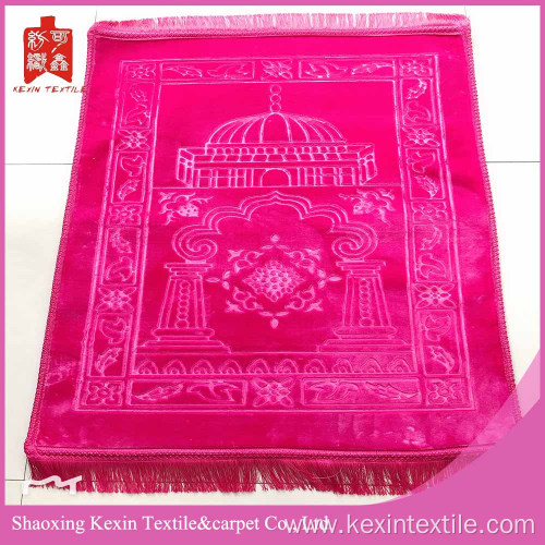 Polyester embossed mink flush fleece prayer mat